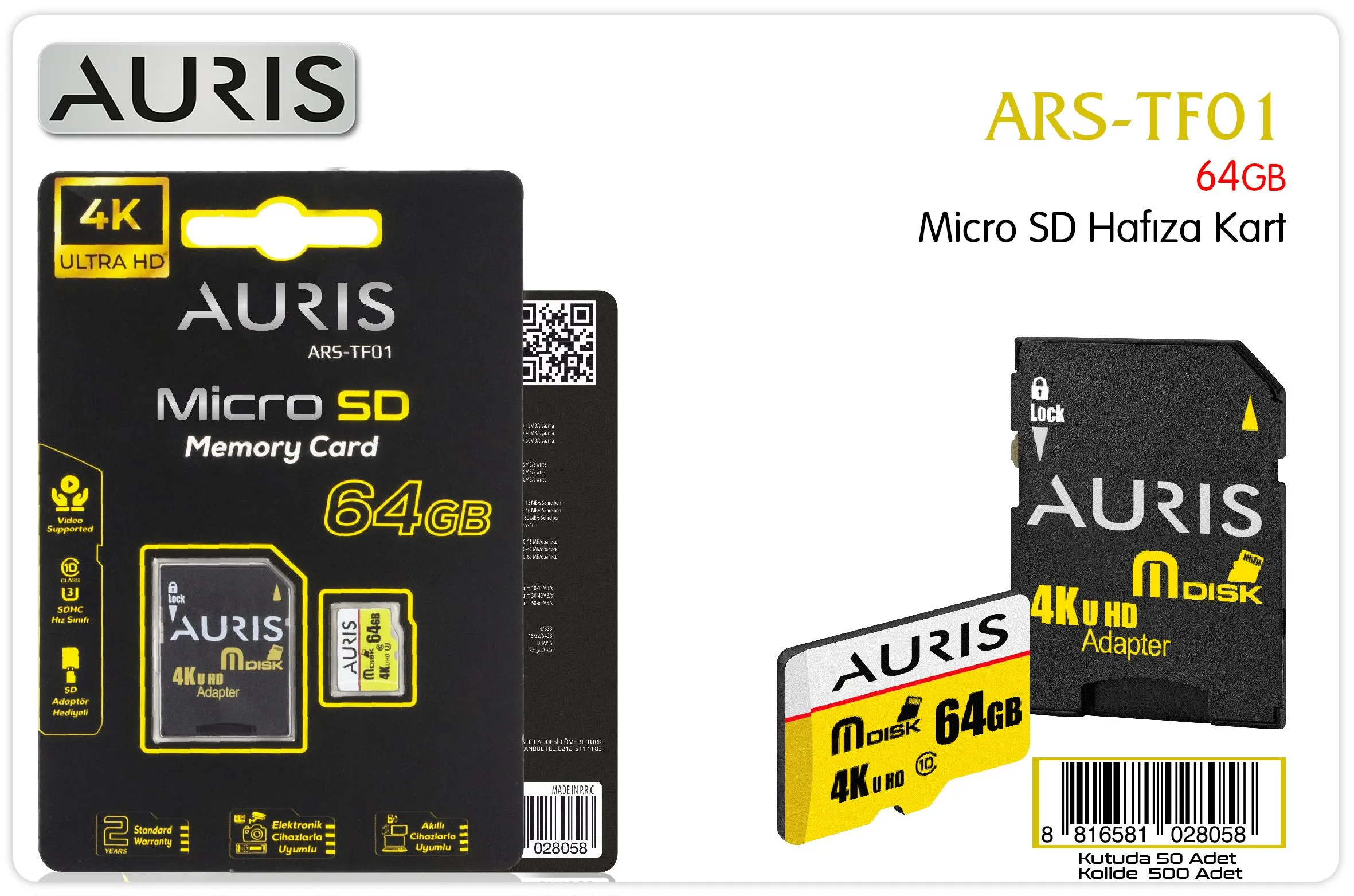 Auris ARS-TF01 64GB Micro SD Hafiza Karti